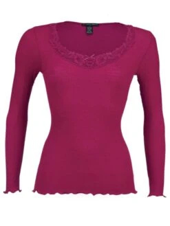 Merinowolle-Seide LANGARM SHIRT Mit Spitze Von Artimaglia -MAISON LEJABY Verkaufsgeschäft wolle seide shirt 67604 beere artimaglia