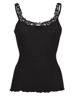 Merinowolle-Seide TRÄGER-TOP Mit Spitze Von Artimaglia -MAISON LEJABY Verkaufsgeschäft wolle seide top 67601 schwarz artimaglia 2 1